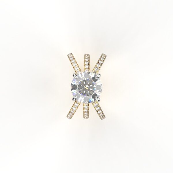 Avarta Jewellery Gold 1.50 Carat Solitaire and 80 cents Round Moissanite Ring - Image 3