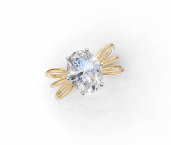 Avarta Jewellery Gold 2 Carat Oval Moissanite Solitaire Wire Ring - Image 3