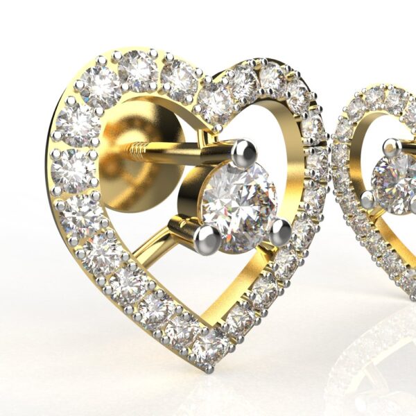 Avarta Jewellery Gold Heart Diamond Studs Earrings - Image 5
