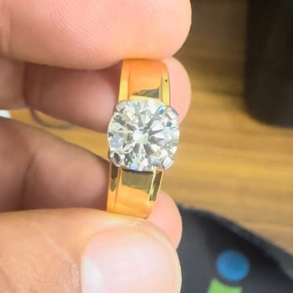Avarta 14k Gold 2 Carat Solitaire Lab Diamond Ring For Men - Image 2