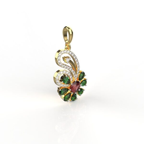 Avarta Jewellery Mystique Flower Pendant With Ruby and Emerald - Image 2