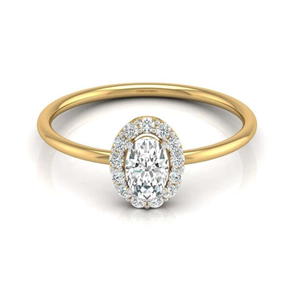 Avarta Jewellery Charismatic 18K Gold Oval Halo Solitaire Ring - Image 2