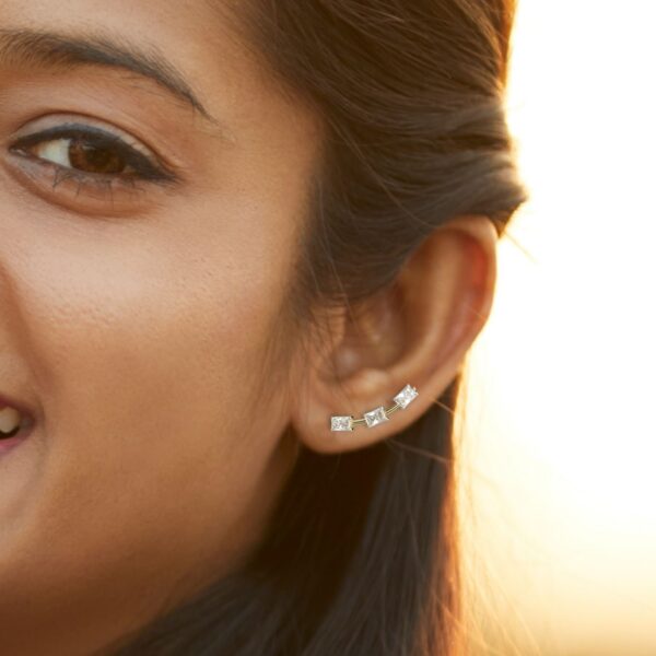Avarta Jewellery 18k Gold Baguette Cuff Earrings - Image 2