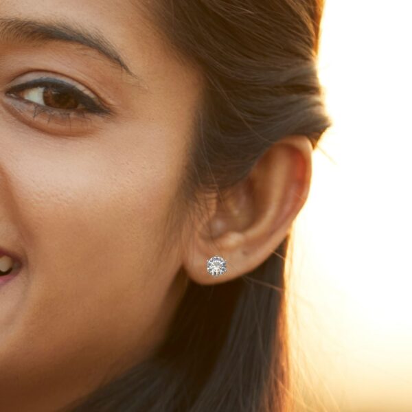 Avarta Jewellery Sterling Silver 1.50 Carat Solitaire Stud Earrings With White Gold Polish - Image 2