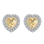 Avarta Jewellery Sterling Silver 2 Carat Each Yellow Heart Earrings For Girls & Women
