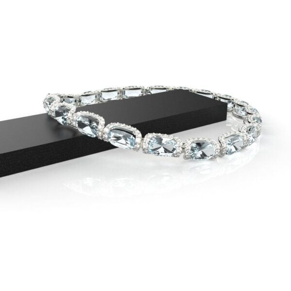 Avarta Jewellery Sterling Silver 24 Carat Aquamarine Tennis Bracelet With Moissanite - Image 3