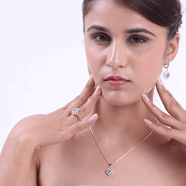 Avarta Jewellery Sterling Silver Blue Tourmaline Pendant Set With Chain - Image 2