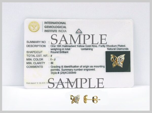 Avarta Jewellery 18K Hallmarked Gold Butterfly Studs Earrings With Certified Diamonds For Kids, Girls & Women - Image 4