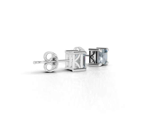 Avarta Sterling Silver Princess Cut London Blue Topaz Unisex Studs - Image 2