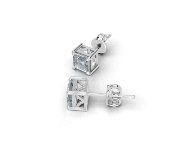 Avarta Sterling Silver Princess Cut London Blue Topaz Unisex Studs - Image 4