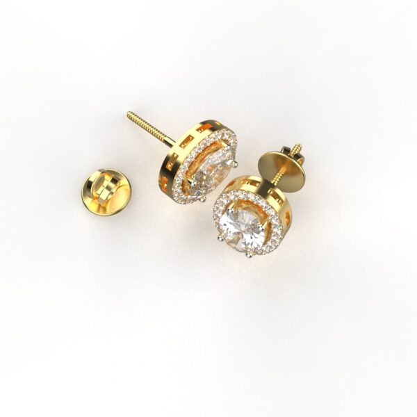Avarta Jewellery 92.5 Sterling Silver Solitaire Studs Earrings With Gold Polish - Image 5