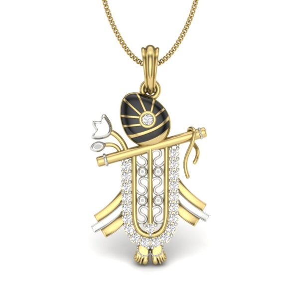 Avarta Jewellery 14k & 18k Gold Shreenath Ji Lab Grown Diamond Pendant With Enamel