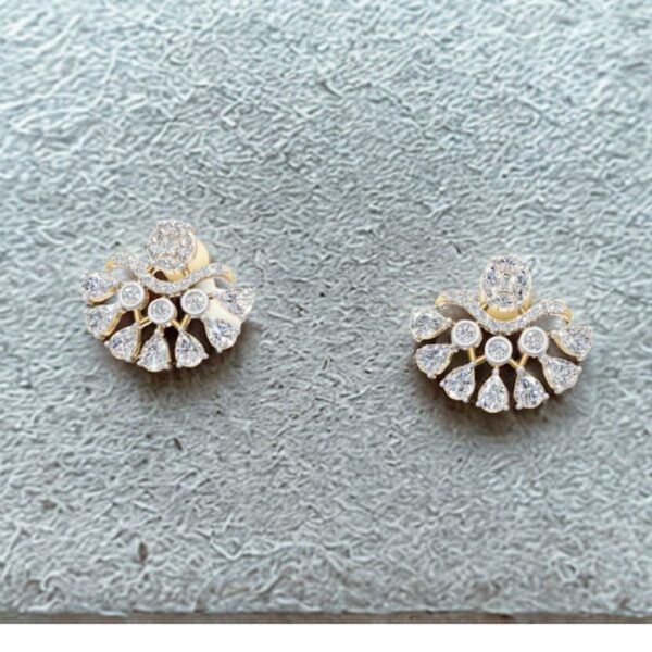 Avarta Gold Sparkle Petal Earrings With Lab Diamonds - Image 3