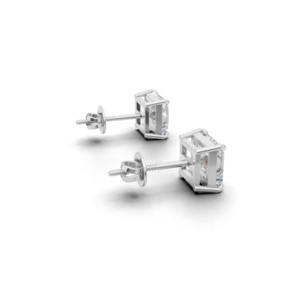 Avarta Sterling Silver 2 Carat Each Princess Cut Unisex Solitaire Stud Earrings - Image 4