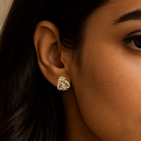 Avarta Mystic Traditional Gold Earrings With Lab Diamonds - Image 2