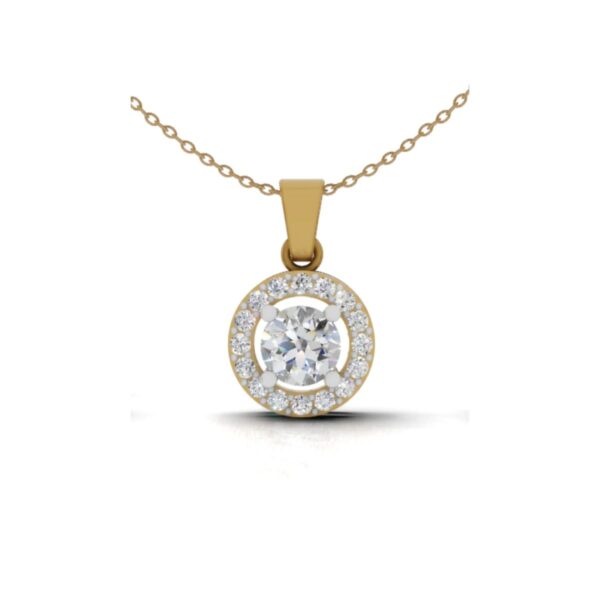 Avarta 25 Cents Halo Solitaire Pendant Set Without Chain With Lab Diamonds - Image 3