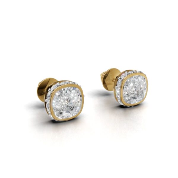 Avarta Latest Design Elegant 1.50 Ct Cushion Halo Solitaire Studs with Certified Lab Diamonds - Image 4