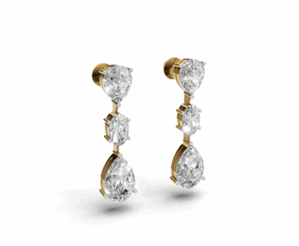 Avarta Triple Drop Gold Moissanite Earrings For Girls and Women - Image 2
