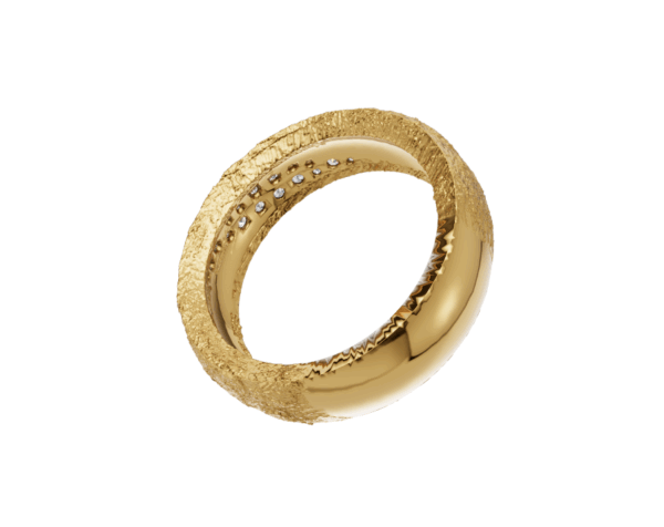 Unisex Trending Textured Design Lab Diamond Eternity Band Ring – 14K Gold, Modern Pavé Design, Timeless Luxury, Unique American Diamond Ring - Image 3