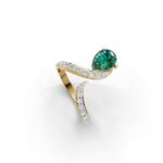Avarta 14K 18K Gold Diamond Ring With Emerald Ruby Blue Sapphire