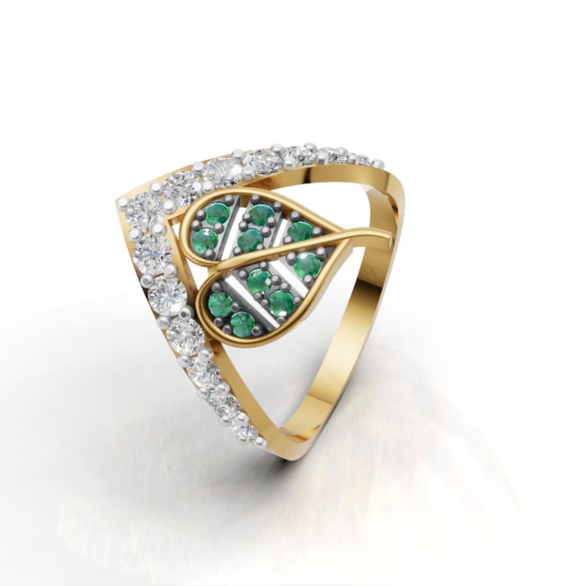 Gold Diamond Ring with Emerald